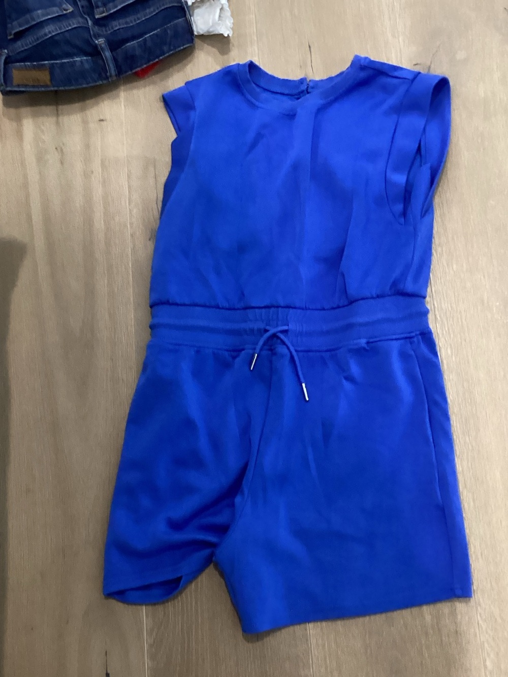 Amazon Royal Blue Sleeveless Drawstring Romper for Kids